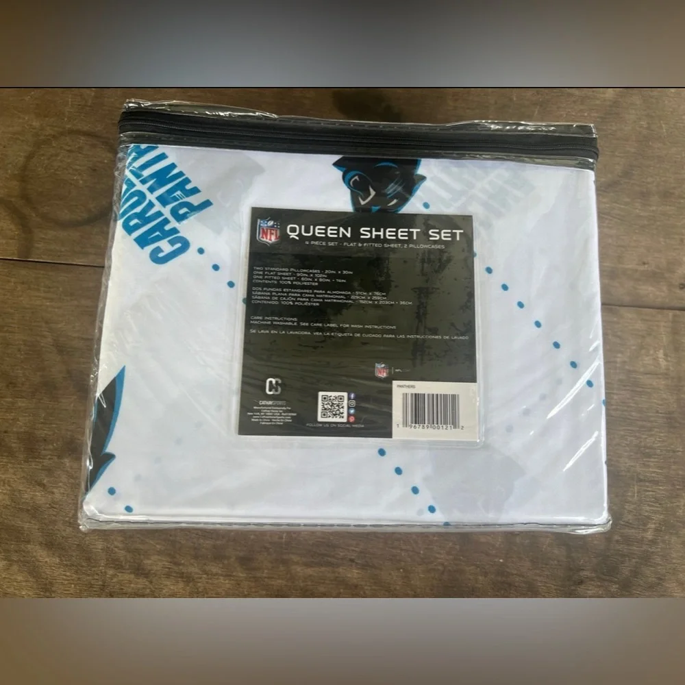 NFL Carolina Panthers-Queen Size Sheet Set-OFFICIALLY LICENSED Brand New